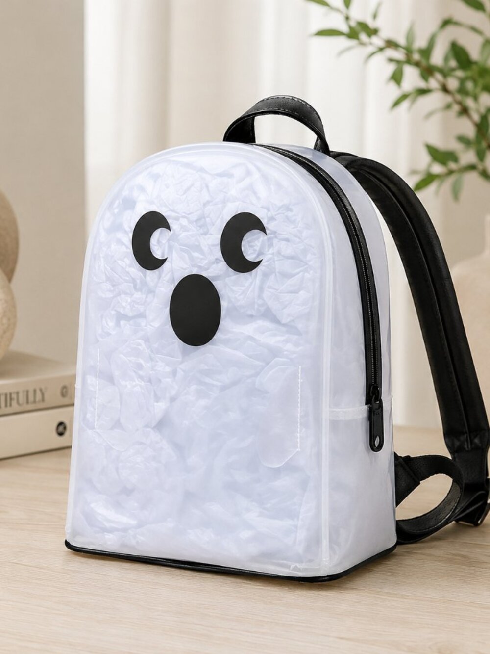 MAD Engine Clear Ghost Mini Backpack Black Trim Halloween Spooky Bag NWT